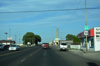 Business Loop I-84/U.S. 30 east along Main Street at Albion Avenue in Burley, Idaho