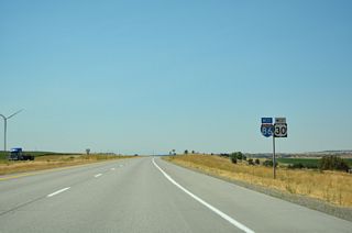 The roadways for I-86/U.S. 30 separate between mile markers 32 and 29.