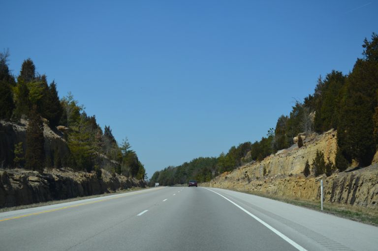 Rock cuts along I-24 in Shawnee National Forest in southern Illinois