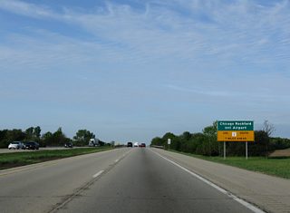 U.S. 20 bypasses Rockford along an older freeway leading seven miles west to Chicago Rockford International Airport (RFD) and 15 miles to U.S. 20 Business ahead of the village of Winnebago.