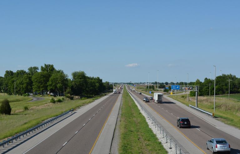 Maple Road at I-55 south of Hamel, Illinois.