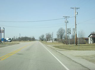 A view of U.S. 36 & SR 1 as the highways multiplex west of Modoc.