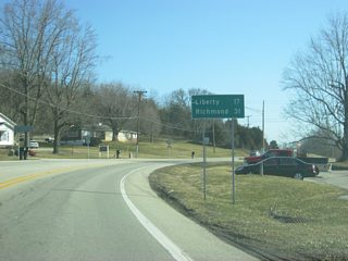 North of the junction with SR 1, SR 101 is 17 miles from its northern terminus at Liberty. Richmond, reached via U.S. 27 north, is 31 miles away.