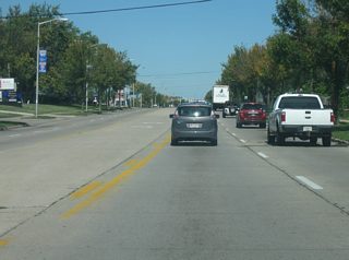 North of SR 930 (Coliseum Boulevard), Coldwater Road becomes a busy four lane arterial connecting SR 930 (Coliseum Boulevard) with Interstate 69. Shopping centers primarily line the road as it provides the main connector between the interstate and Downtown Fort Wayne via Clinton Street.