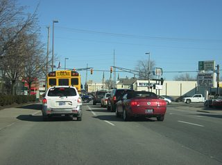 Jefferson Boulevard (Old U.S. 24, U.S. 30 and SR 14) east at the intersection with Broadway Street, the original route for SR 1 and SR 3 from the south into Fort Wayne.