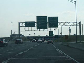 Jefferson Boulevard finally approaches the interchange with Interstate 69 and U.S. 33. Interstate 69 heads north toward the north side of Fort Wayne, Auburn and Angola en route to Lansing, Michigan while the interstate to the south picks up U.S. 24 east toward Interstate 469, Marion, Muncie, Anderson and Indianapolis. U.S. 24 picks up on the other side of the interchange as a four lane expressway toward the city of Huntington some 20 miles away.