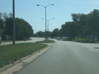 A view of Washington Boulevard east of their junction as they now head east toward the interchange with SR 930 north (Coliseum Boulevard).