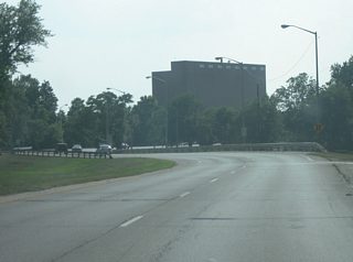 Washington Boulevard runs past the south bank of St. Mary's River as it nears the western end of the one way pair with Jefferson Boulevard.