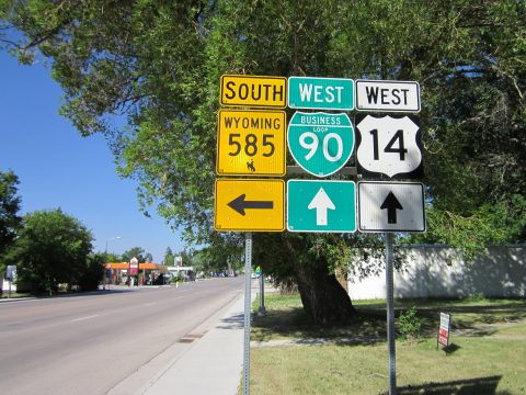 Business Loop I-90/US 14 west at WY 585 in Sundance, Wyoming