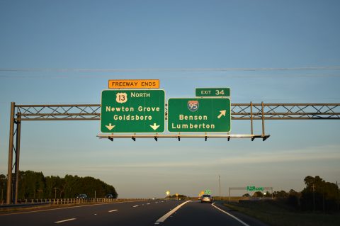 I-295 north at I-95/US 13 - Eastover, NC