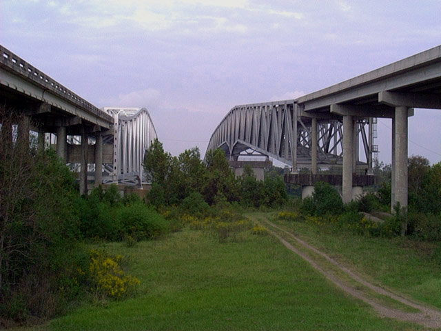 The through truss bridges taking U.S. 190 over the Atchafalaya River.