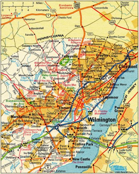 1981 Map inset of Wilmington, Delaware