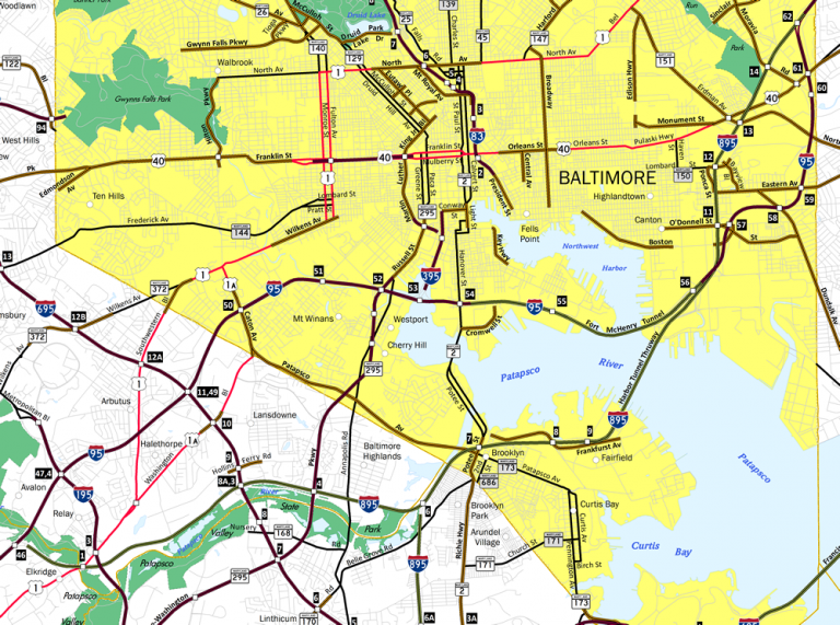 Baltimore Harbor Tunnel Thruway Map