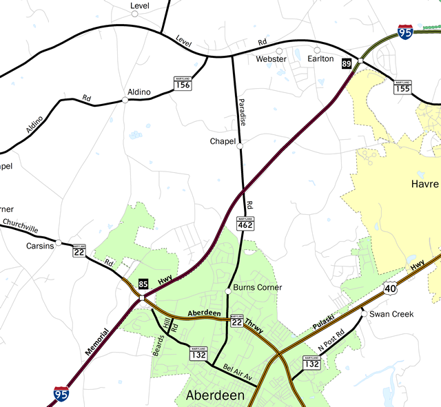 Map of Maryland Route 462