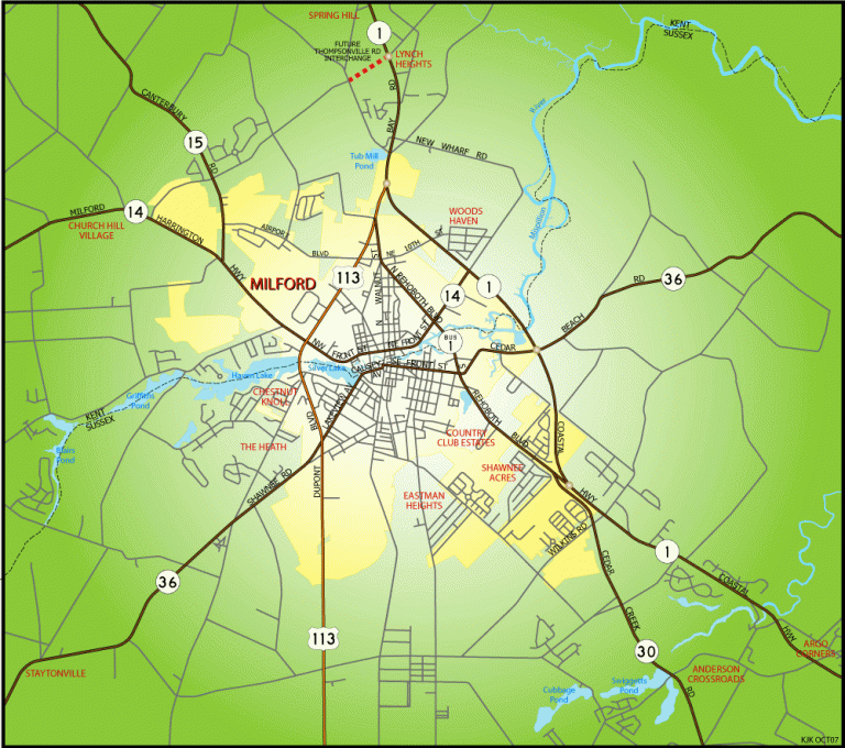 Milford, Delaware - map created in October 2007