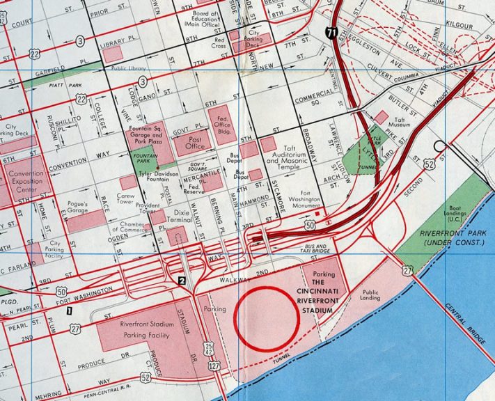 1973 map of Downtown Cincinnati, Ohio