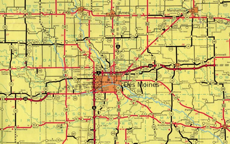 Des Moines area - 1964 Iowa Official Highway Map