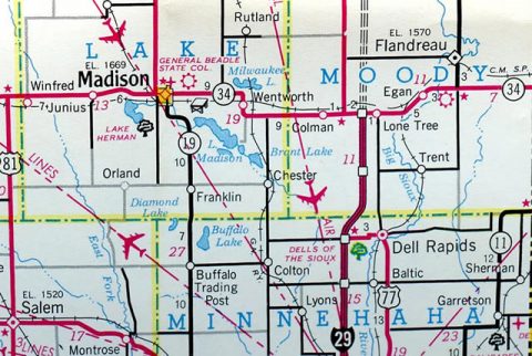 1966 South Dakota map