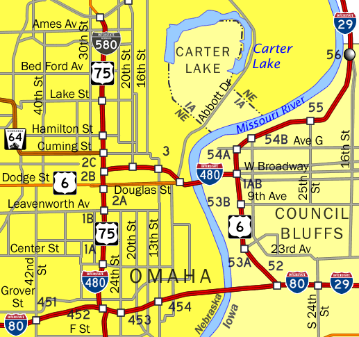 I-480 - Omaha, Nebraska Map