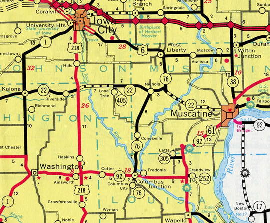 Muscatine, Iowa - 1964 map