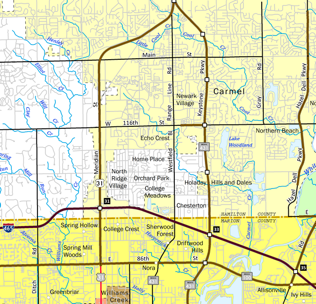 Map of Keystone Parkway at Carmel, Indiana
