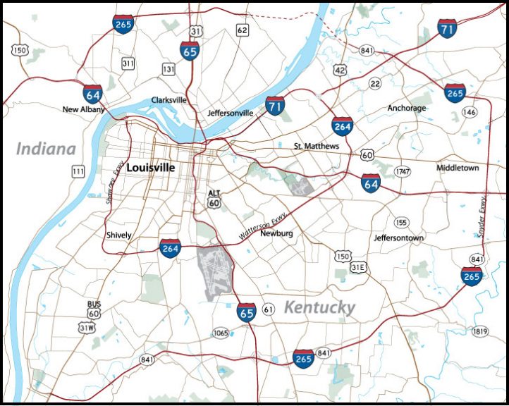 Map of Louisville, KY