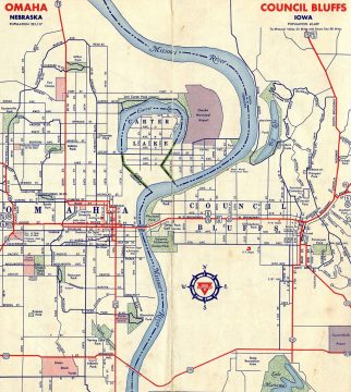 1956 Map of Omaha/Council Bluffs