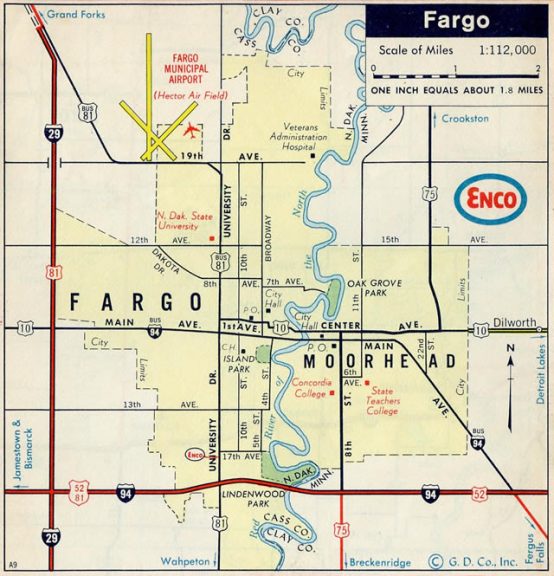 Fargo, North Dakota – 1970 map