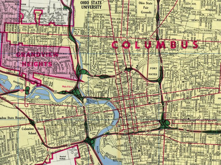 1970s map of Columbus, OH