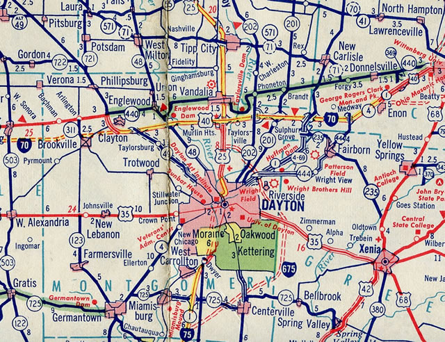 Dayton area - 1962 Ohio Official Highway Map