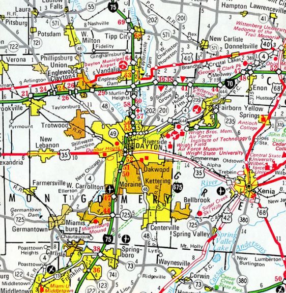 Dayton area - 1974 Ohio Official Highway Map