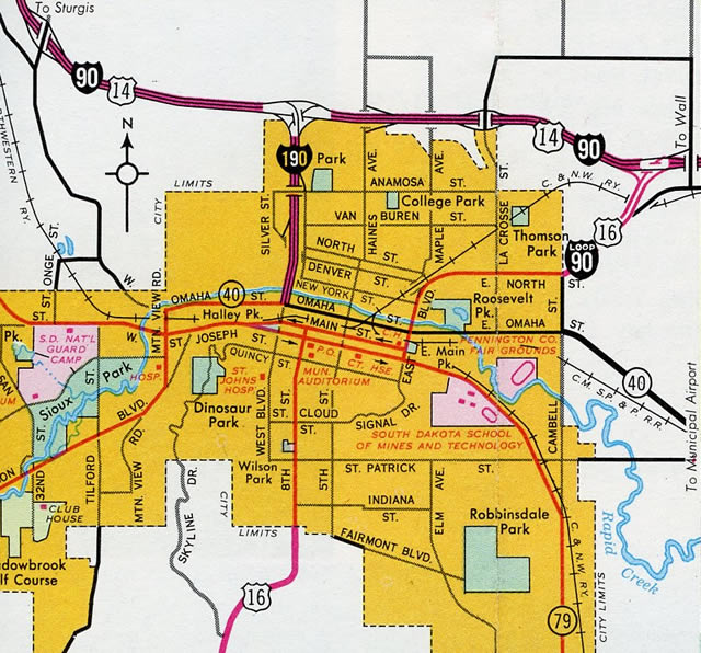 1965 map of Rapid City, South Dakota