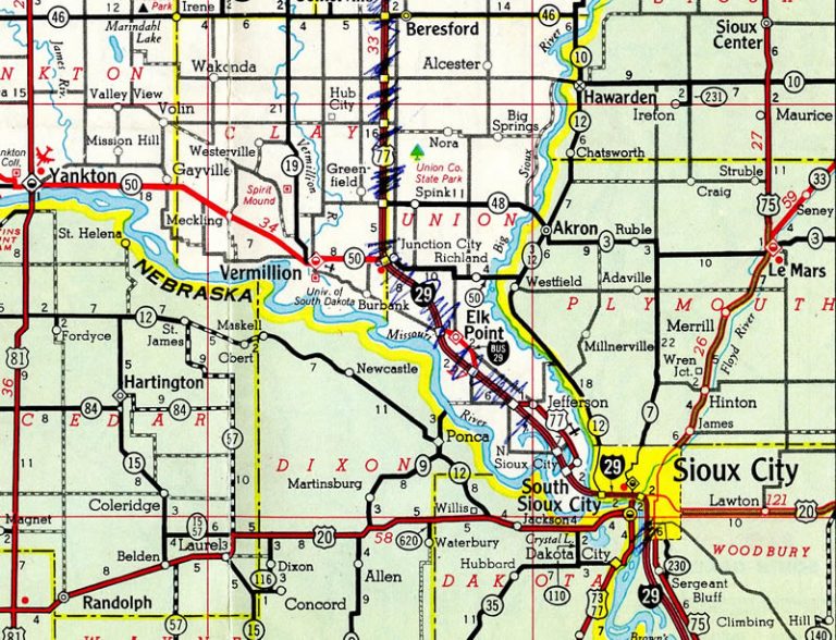 1965 map of southeastern South Dakota