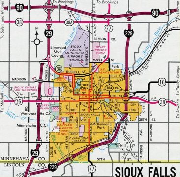 Sioux Falls, SD - 1965 map