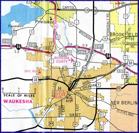 1987 map of Waukesha, Wisconsin