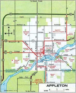 1974 map of Appleton, WI