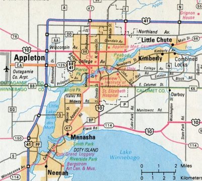 1985 map of Appleton, WI