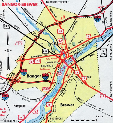Bangor, ME - 1964 map