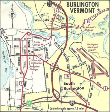 Burlington - 1964 Official Vermont Highway Map