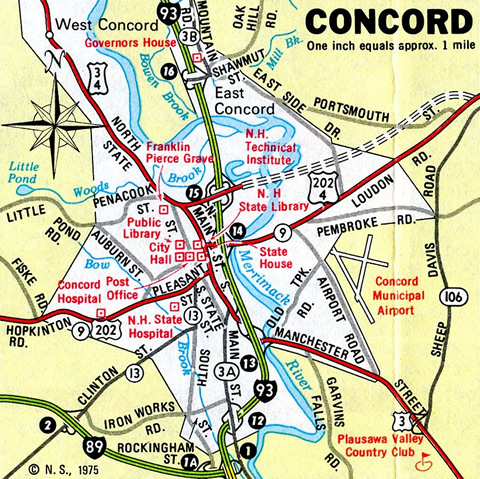 Concord - 1975 New Hampshire Official Highway Map