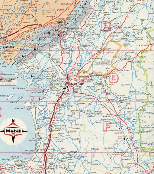 1965 map showing the northernmost extent of Interstate 81 in Upstate New York.