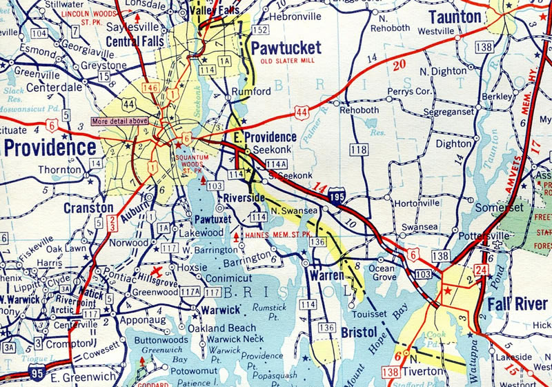 I-195 Providence to Fall River - 1961 Map