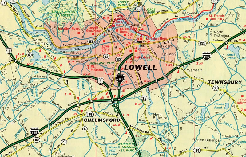Lowell, MA - 1969 map