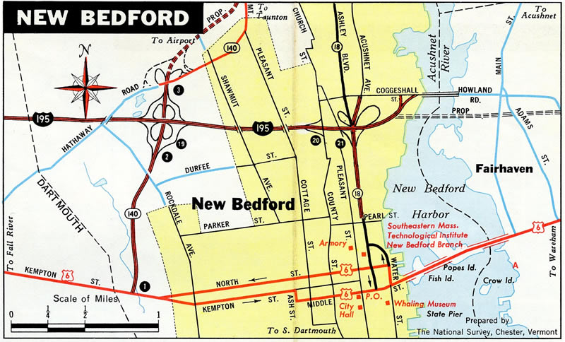 New Bedford - 1971 Massachusetts Official Highway Map