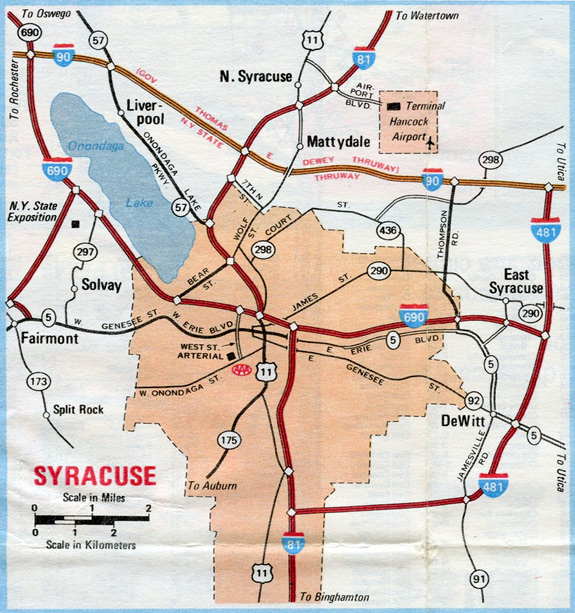 1980 map of Syracuse, New York