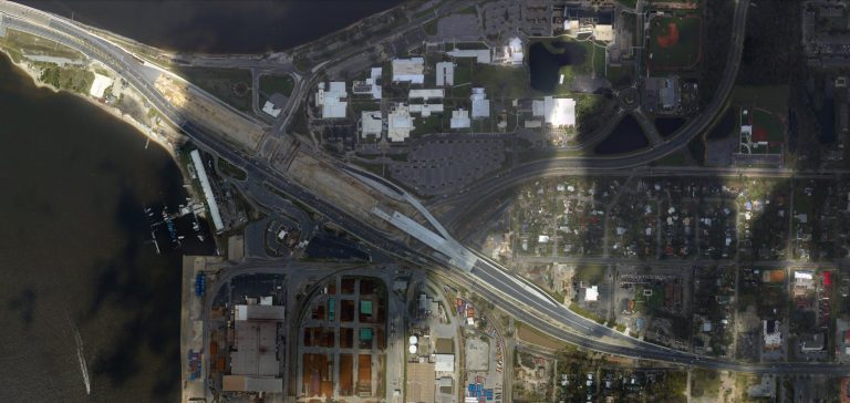 2018 aerial of 23rd Street Flyover construction in Panama City, FL