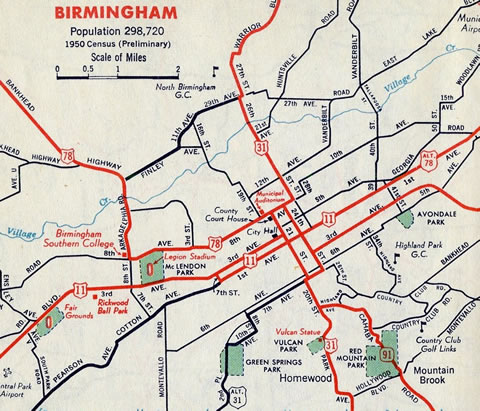 Birmingham, AL - 1952 Map
