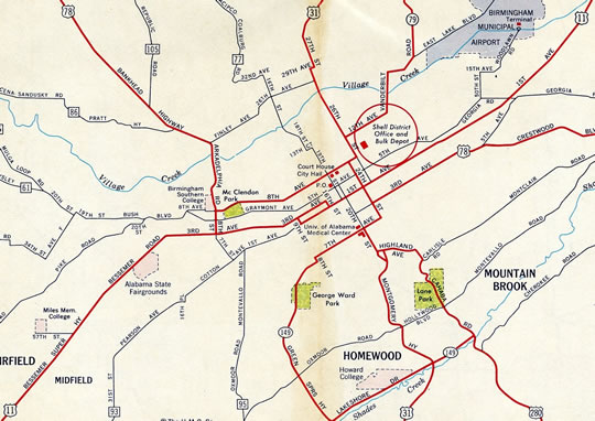 Birmingham, AL - 1961 Map