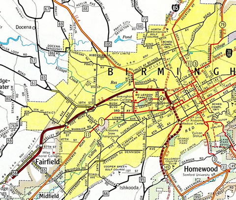 Birmingham, Alabama - 1970 Map