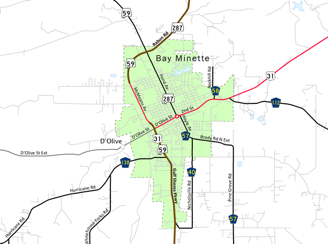 Bay Minette, AL Map